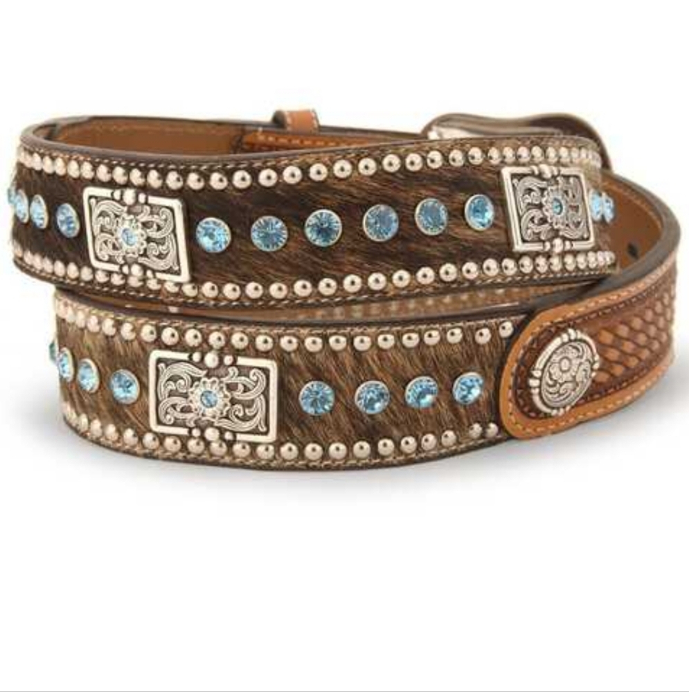 Nocona Belt Co. Men's Hair on Hide Concho Leather Belt